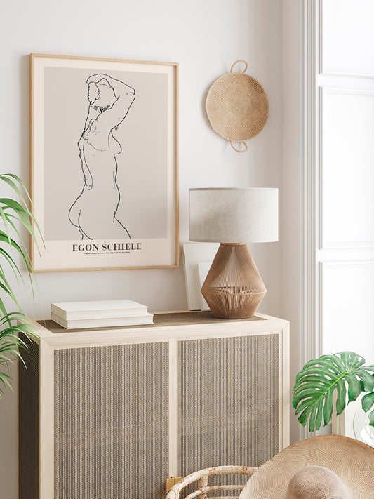 Egon Schiele Naked Woman Backview. Standing Nude, Facing Right - Art Print