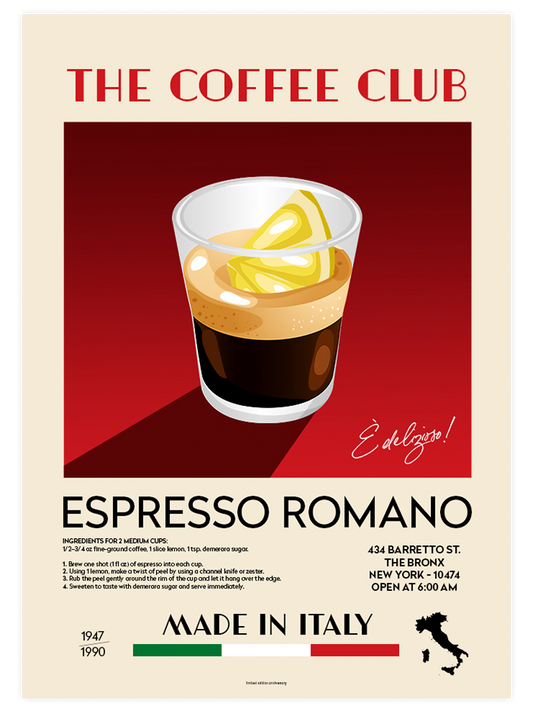 The Coffee Club Espresso Poster - Giclée Baskı