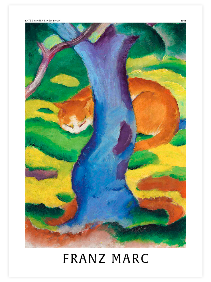 Franz Marc Cat behind a Tree - Art Print