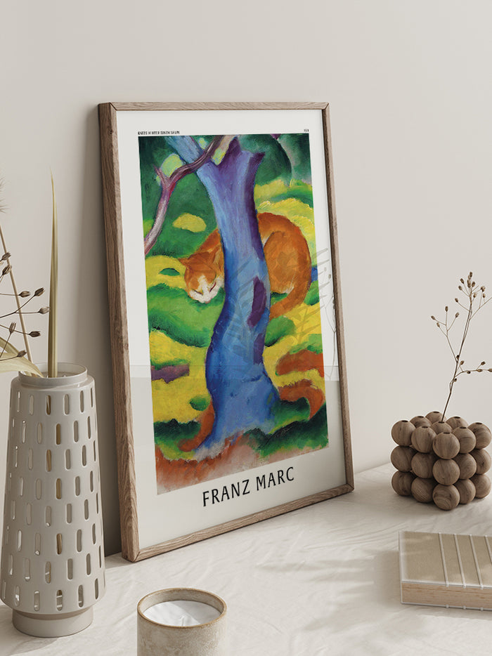 Franz Marc Cat behind a Tree - Art Print  Poster
