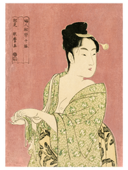 Yeşil Kimonolu Geyşa - Fine Art Poster