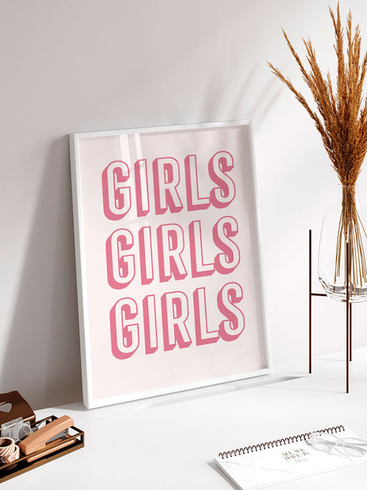 Pink Girls Poster - Giclée Baskı