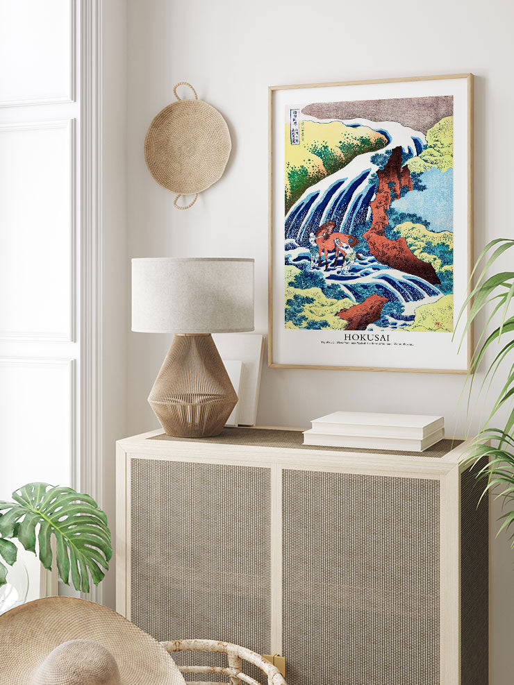 Hokusai The Waterfall Where Yoshitsune Washed His Horse - Art Print Ürün ikincil görseli