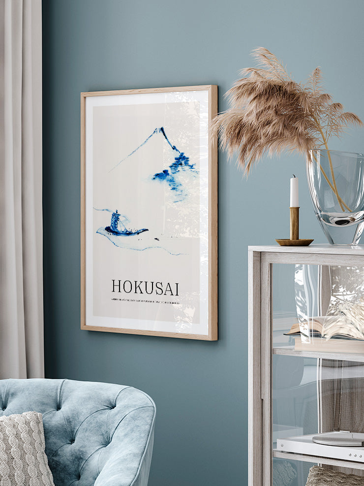 Hokusai A Person In A Small Boat - Art Print Ürün ikincil görseli