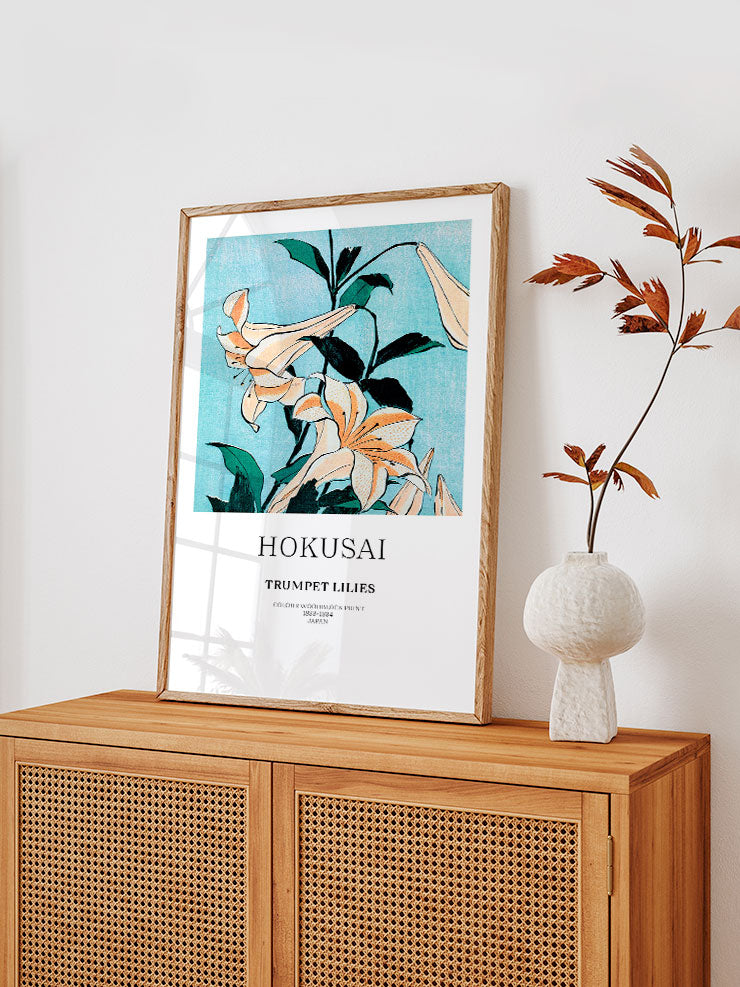 Hokusai Trumpet Lilies - Art Print