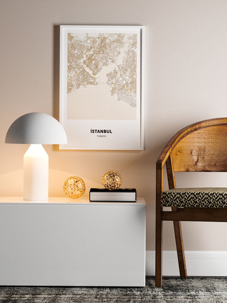 İstanbul Haritası Bej - Art Print Ürün ikincil görseli