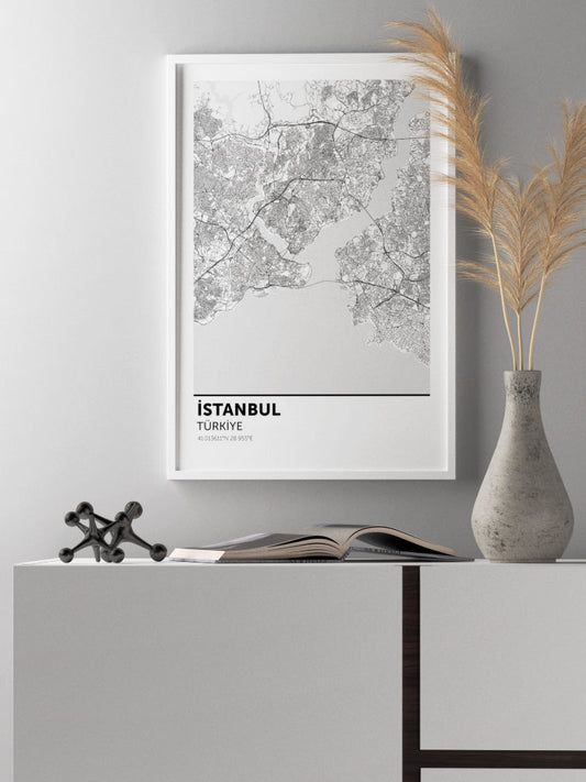 İstanbul Haritası Poster - Giclée Baskı