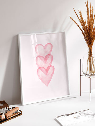 Pink Hearts - Art Print