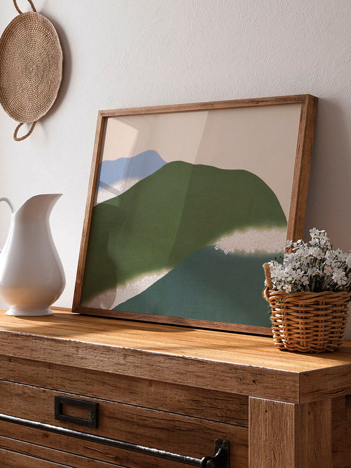 Kamisaka Sekka Green Mountains - Art Print  Poster