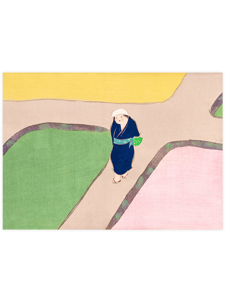 Kamisaka Sekka Rice Paddies in Spring - Art Print Ürün ana görseli