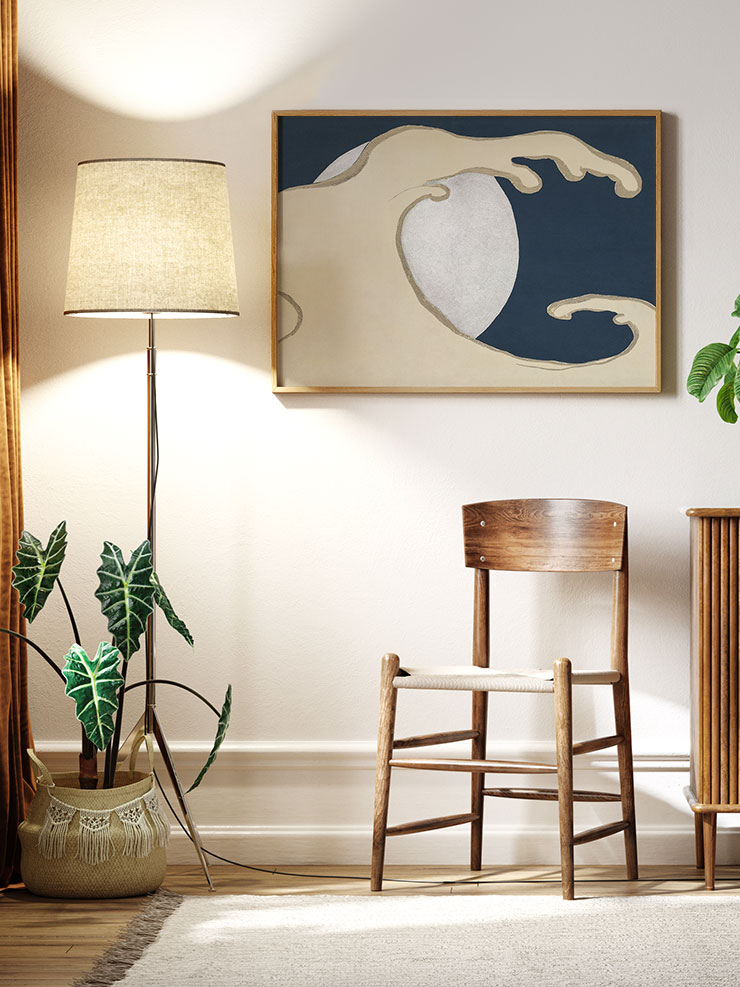 Kamisaka Sekka Waves and Sun from Momoyogusa - Art Print