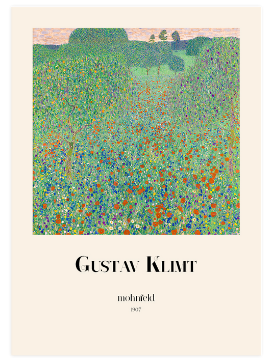 Gustav Klimt Poppy Field - Art Print