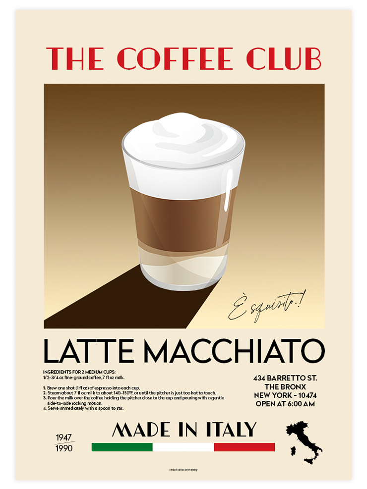 The Coffee Club Latte Macchiato - Art Print Ürün ana görseli