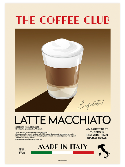 The Coffee Club Latte Macchiato Poster - Giclée Baskı