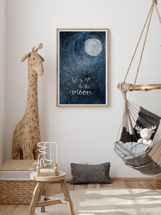 Let's Go To The Moon Poster - Giclée Baskı