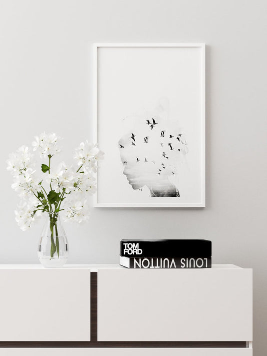 Birds In My Head Poster - Giclée Baskı