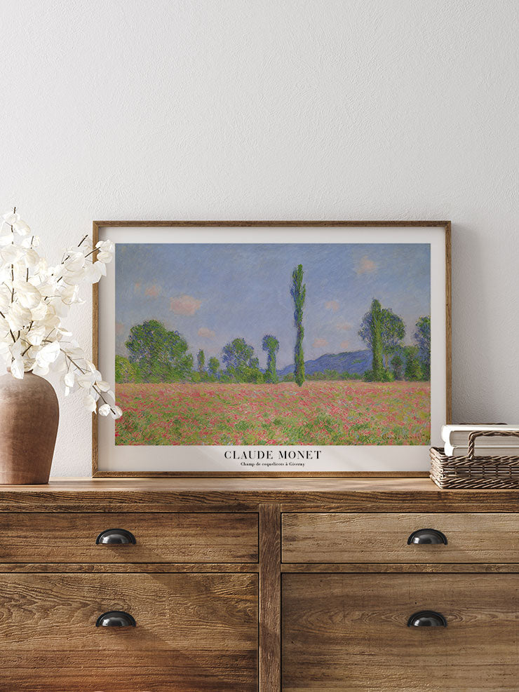 Monet Poppy Field at Giverny - Art Print  Poster