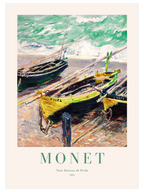 Monet Three Fishing Boats - Art Print