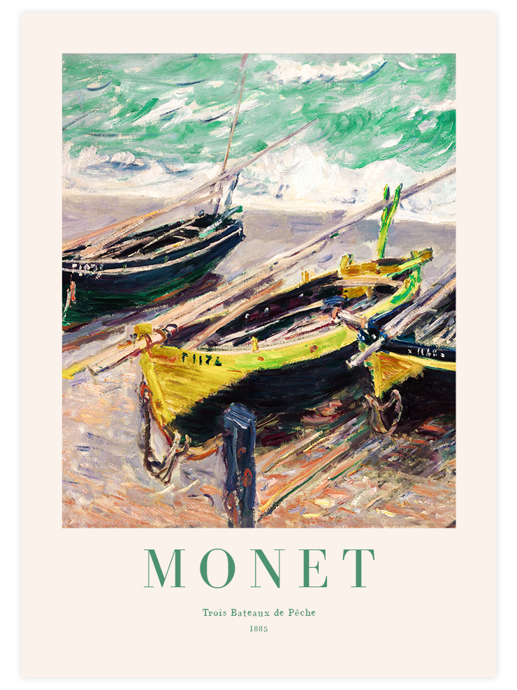 Monet Three Fishing Boats - Art Print