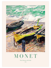 Monet Three Fishing Boats Poster - Giclée Baskı