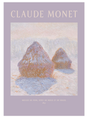 Monet Meules de Foin, Effet de Neige et de Soleil Poster - Giclée Baskı