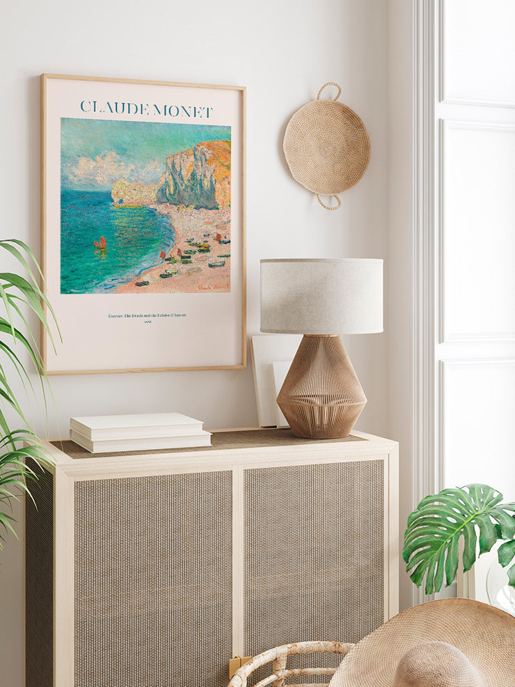 Claude Monet Étretat, the Beach and the Falaise d'Amont - Art Print Ürün ikincil görseli