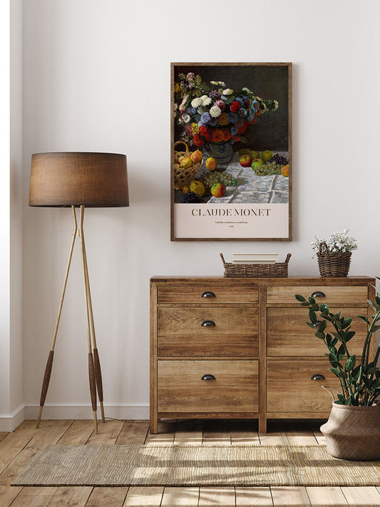 Claude Monet Still Life With Flowers And Fruit Poster - Giclée Baskı