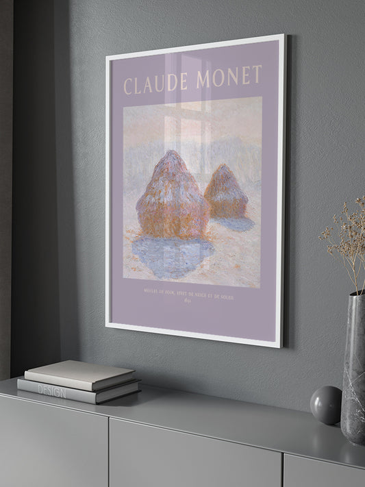 Monet Meules de Foin, Effet de Neige et de Soleil - Fine Art Poster