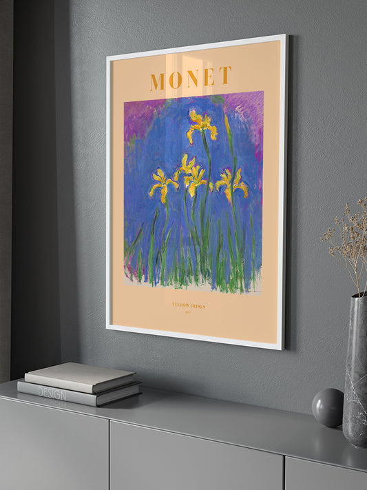 Monet Yellow Irises Poster - Giclée Baskı