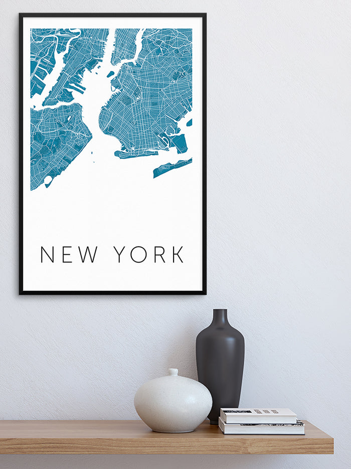 New York Mavi̇ Hari̇ta - Art Print  Poster