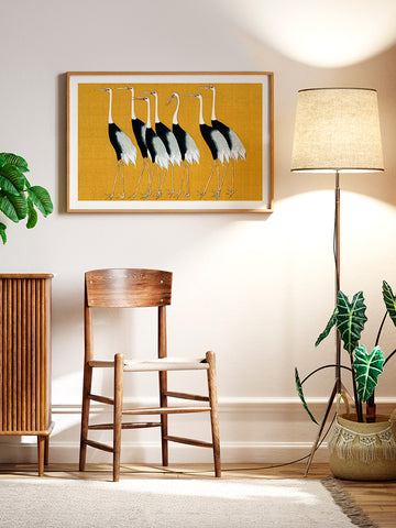 Ogata Korin Gray Cranes - Art Print