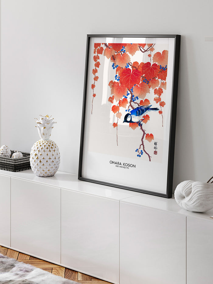 Ohara Koson Bird And Red Ivy - Art Print  Poster