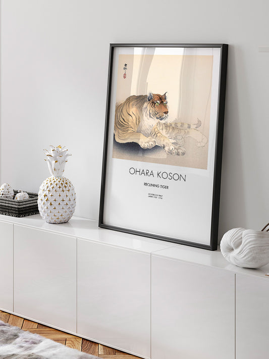 Ohara Koson Reclining Tiger Poster - Giclée Baskı