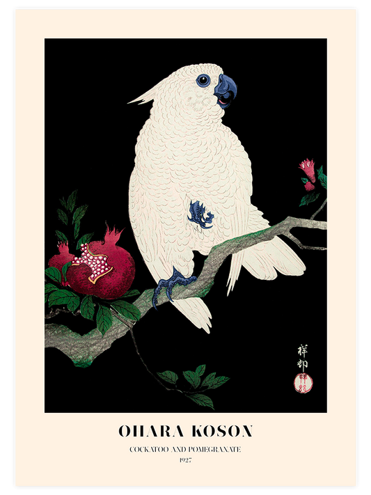 Ohara Koson Cockatoo and Pomegranate - Art Print