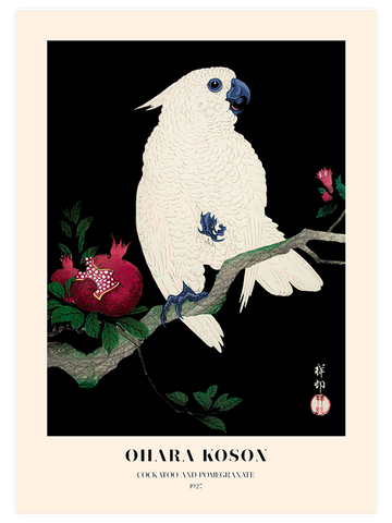 Ohara Koson Cockatoo and Pomegranate - Art Print