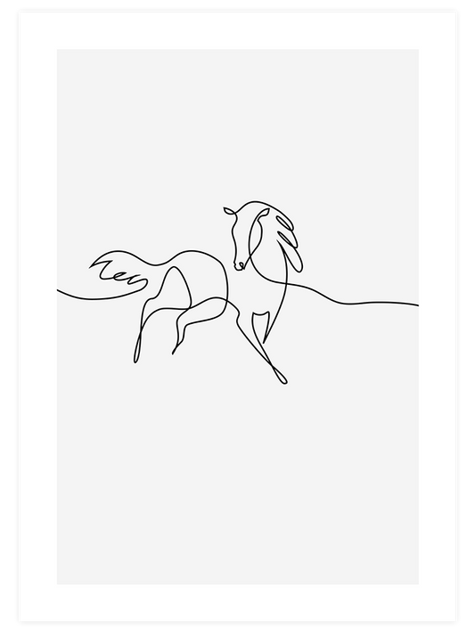 One Line Horse Poster - Giclée Baskı