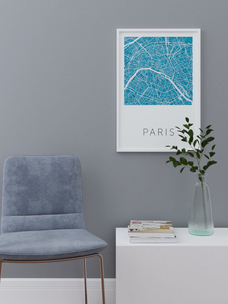Pari̇s Mavi̇ Hari̇ta - Art Print  Poster