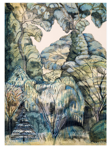 Paul Nash Trees in Bird Garden - Art Print