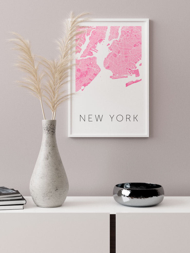 New York Pembe Hari̇ta - Art Print  Poster