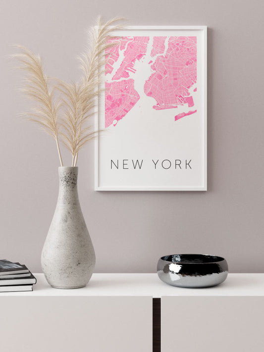 New York Pembe Hari̇ta Poster - Giclée Baskı
