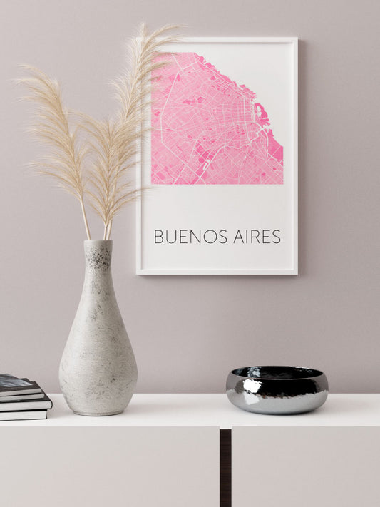 Buenos Ai̇res Pembe Hari̇ta Poster - Giclée Baskı