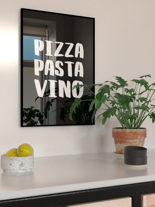 Pizza Pasta Vino Poster - Giclée Baskı