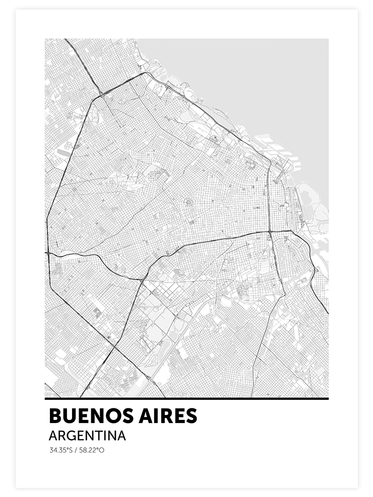 Buenos Aires Haritası - Art Print