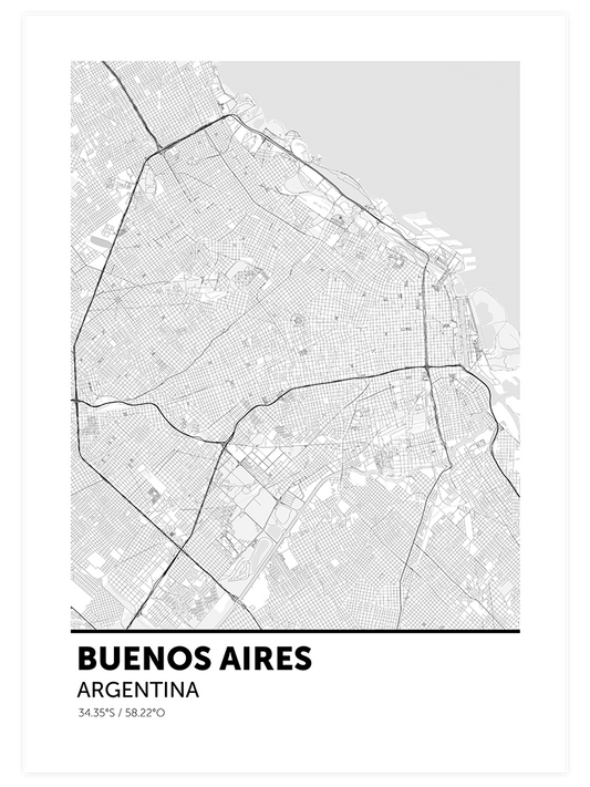 Buenos Aires Haritası - Art Print