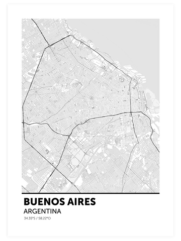 Buenos Aires Haritası - Art Print