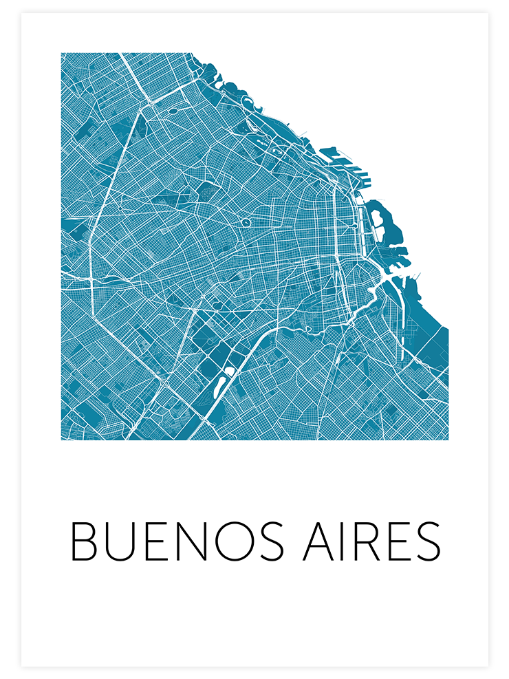 Buenos Ai̇res Mavi̇ Hari̇ta - Art Print Ürün ana görseli