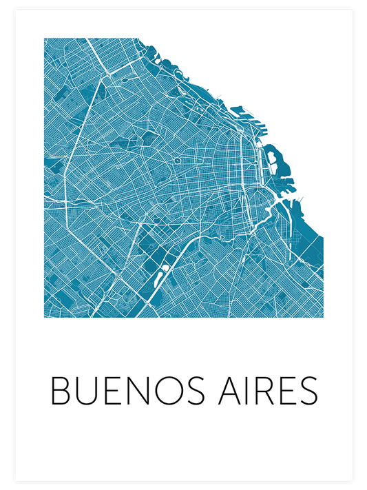 Buenos Ai̇res Mavi̇ Hari̇ta Poster - Giclée Baskı