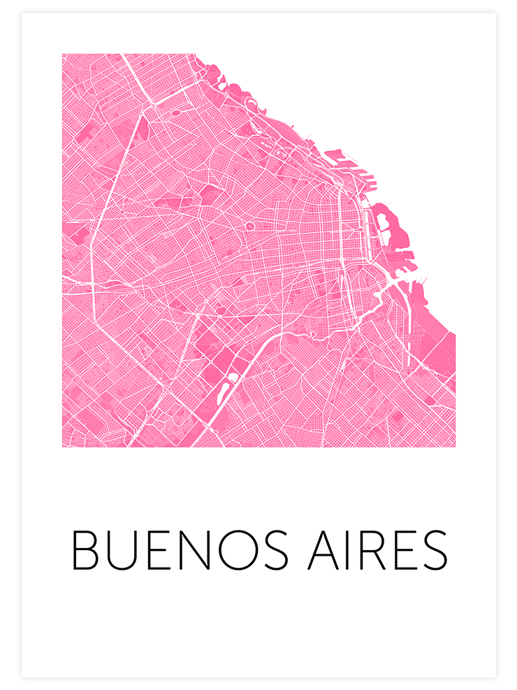 Buenos Ai̇res Pembe Hari̇ta - Art Print Ürün ana görseli