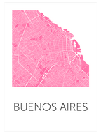 Buenos Ai̇res Pembe Hari̇ta - Art Print