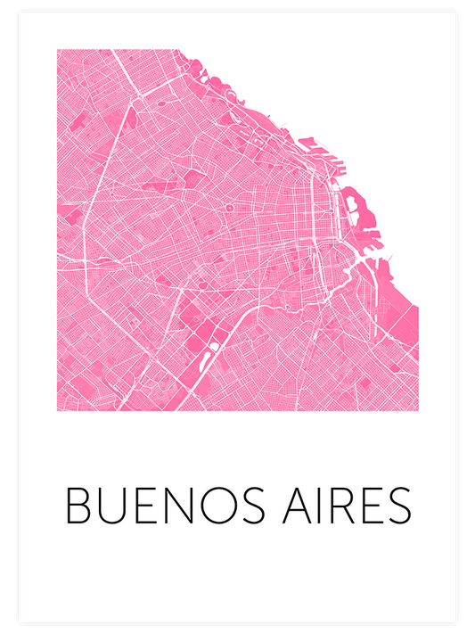 Buenos Ai̇res Pembe Hari̇ta - Art Print